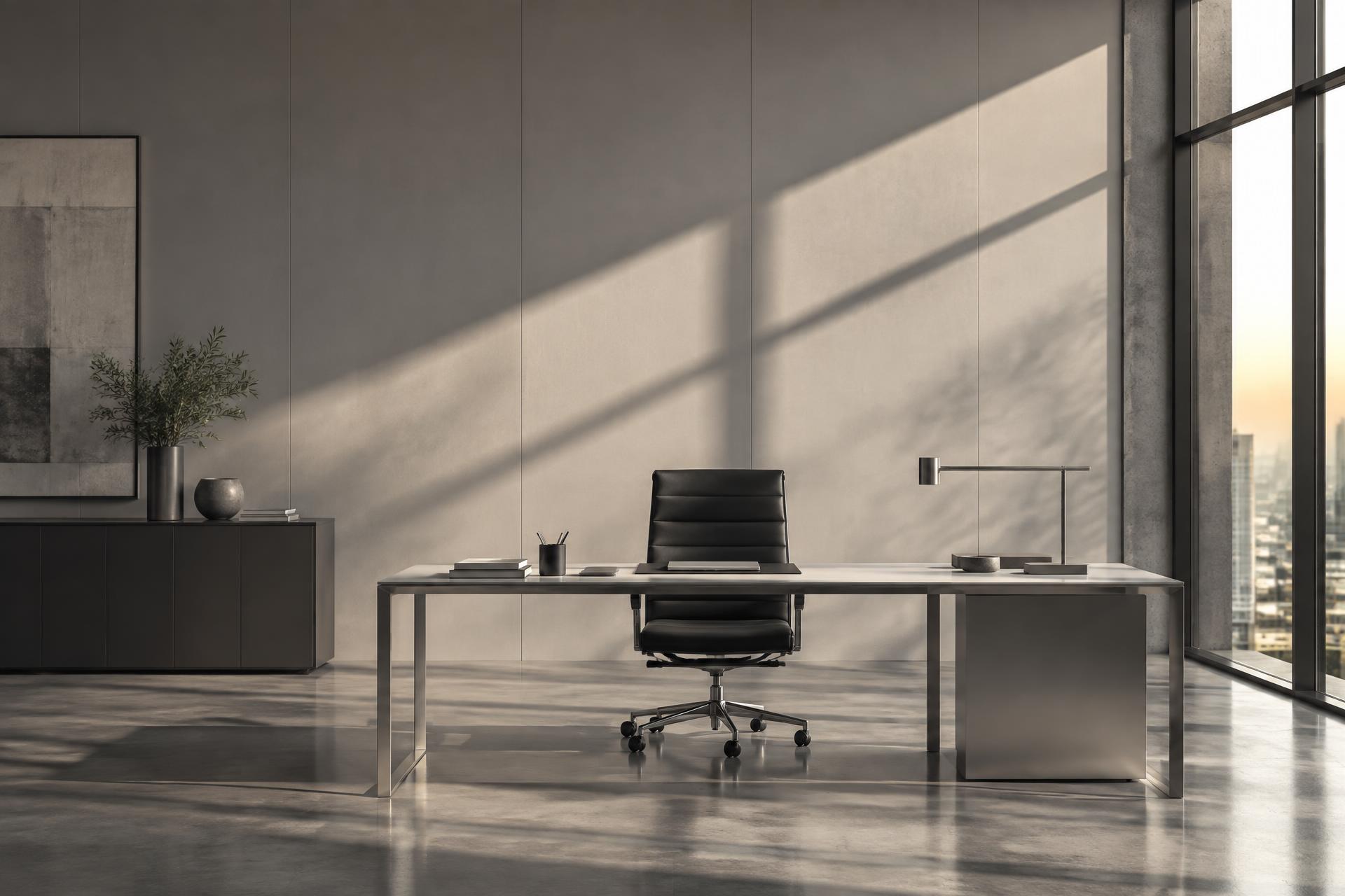 Ufficio contemporaneo con scrivania e poltrona